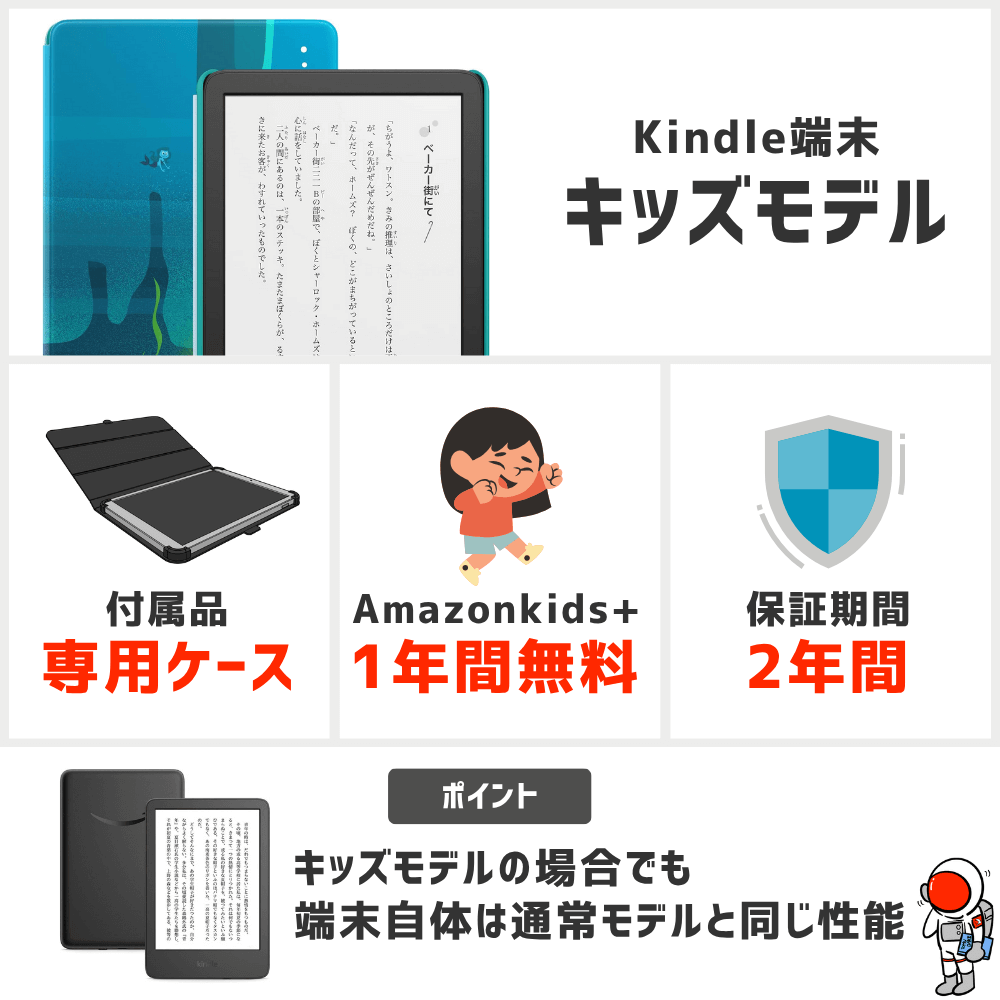【結論】Kindle端末 キッズモデルは通常の端末と違いはないがカバーや特典がついてくる