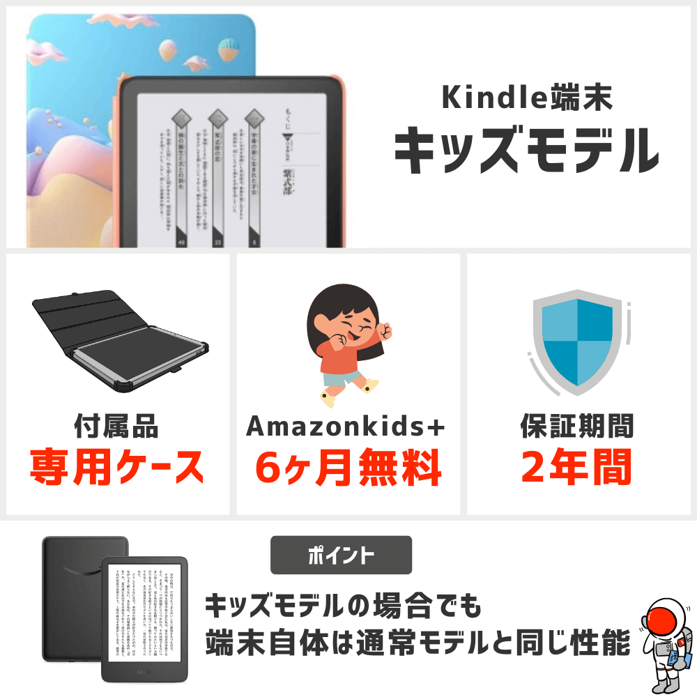 【結論】Kindle端末 キッズモデルは通常の端末と違いはないがカバーや特典がついてくる