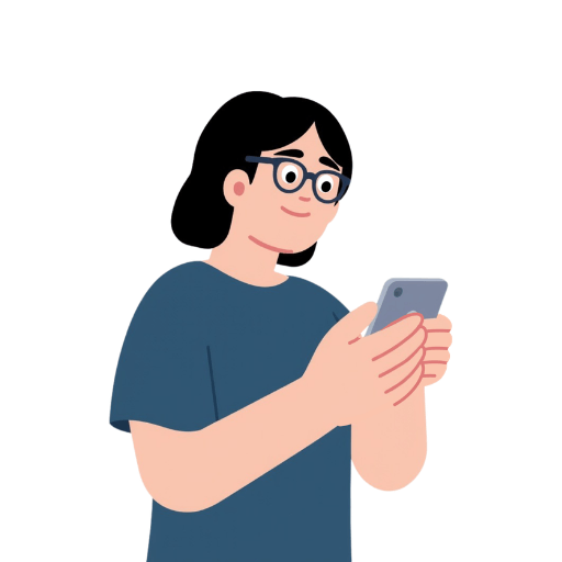 スマートフォンで本を探している人
