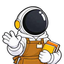 エプロン姿で本を持つヨムダケくん